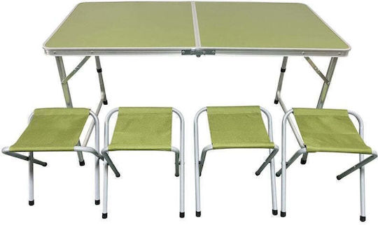 Enero Aluminum Table Set for Camping Foldable in Case 120x70x60cm Green