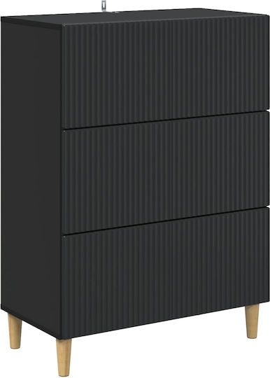 vidaXL Kommode Schlafzimmer Holz mit 3 Schubladen Schwarz 66x34.5x90cm