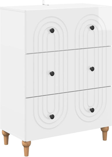 Comodă Dormitor din Lemn Alb Lucios 66x34.5x90 cm