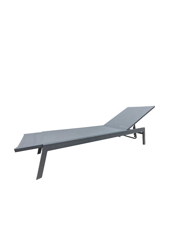 Aluminium Garten- und Pool-Liegestuhl Solvanta mit Grauem Kissen 191,5x60x89,5cm