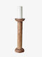 Phos & Gaia Bronx Wooden Candle Holder In Beige Colour 5.8cm