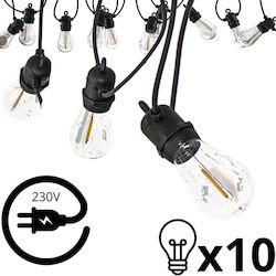 Saska Garden Wasserdichte Lichterkette LED IP44 8m mit 10 Lampen Warmweiß