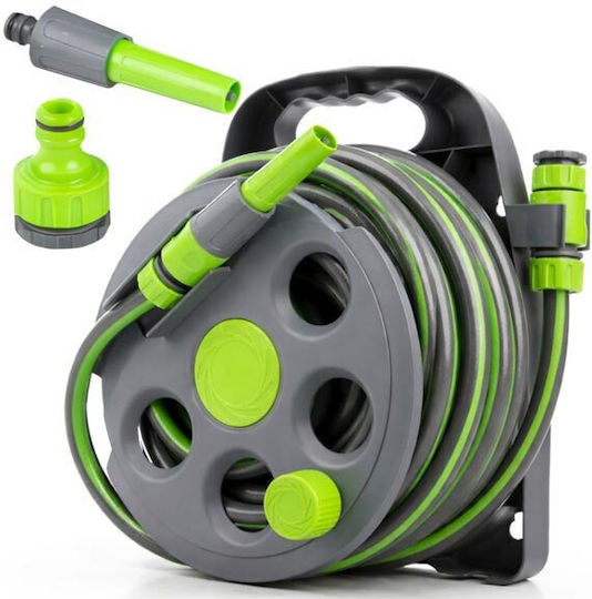 Wall Reel Garden Hose Pipe Set 1/2 15m