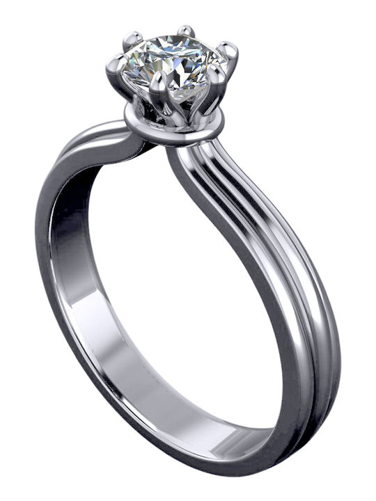 VTJ Single Stone Ring Silver with Diamond