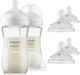 Комплект 2 Антиколик Бутилки Philips Avent Natural Response 330 Мл 3 Месеца+ + 4 Биберона със Среден Поток Поток 4 3 Месеца+