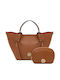Leather Women's Shopper Shoulder Bag Gold