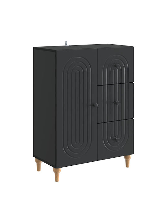 Wooden Sideboard with Drawers Black 66x34.5x90cm