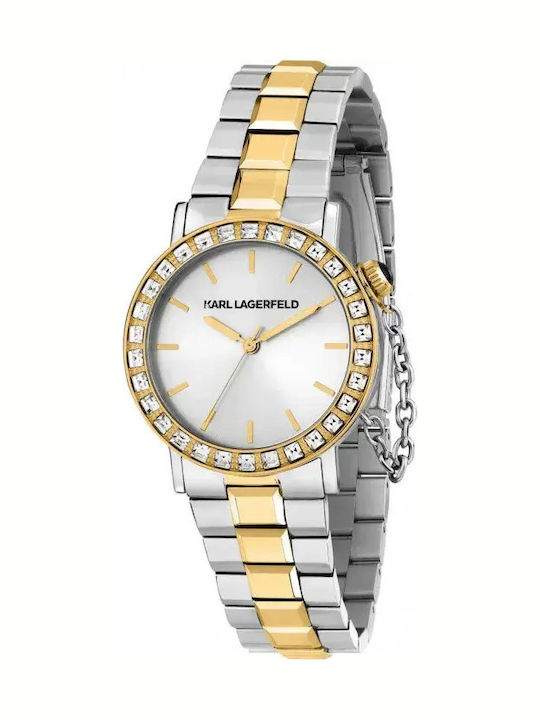 Karl Lagerfeld Ceas Dama 33mm Cu Baterie Cu Brățară Argintie Din Oțel Inoxidabil