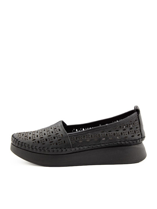 Women's Leather Black Slip-On