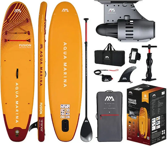 Aqua Marina Fusion & Μοτέρ Φουσκωτή Σανίδα SUP με Μήκος 3.3m Πορτοκαλί