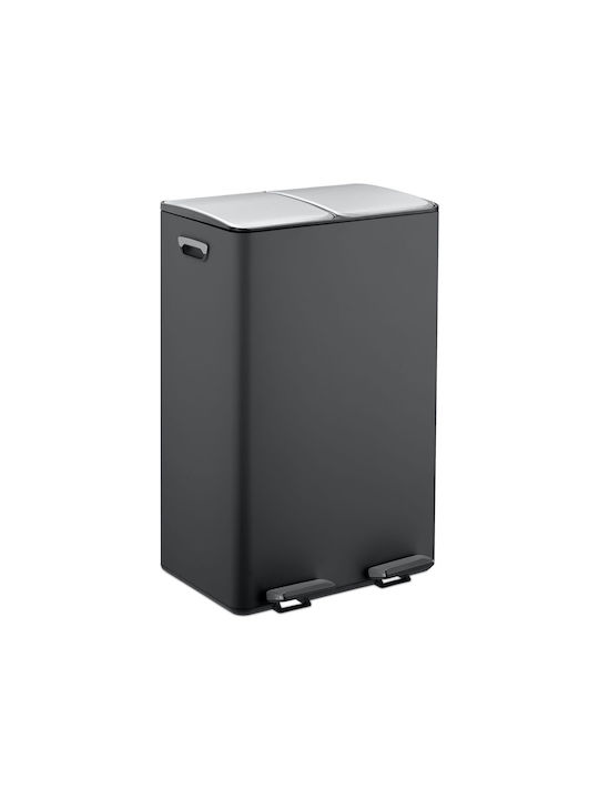 Relaxdays Coș de Gunoi Plastic cu Pedală Negru 60l