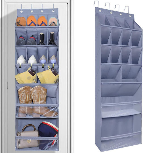 Organizator De Pantofi Pentru Ușă Cu 16 Buzunare Adânci Husă Textilă Atârnabilă Gri 42x145cm