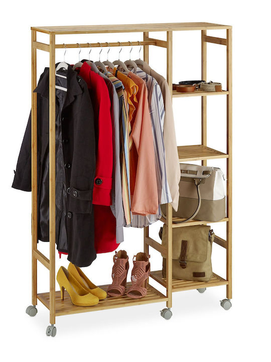 Relaxdays Teleskopischer Kleiderständer aus Bambus Braune 136,5x92cm Relaxdays Teleskopischer Kleiderständer aus Bambus Braune 136,5x92cm