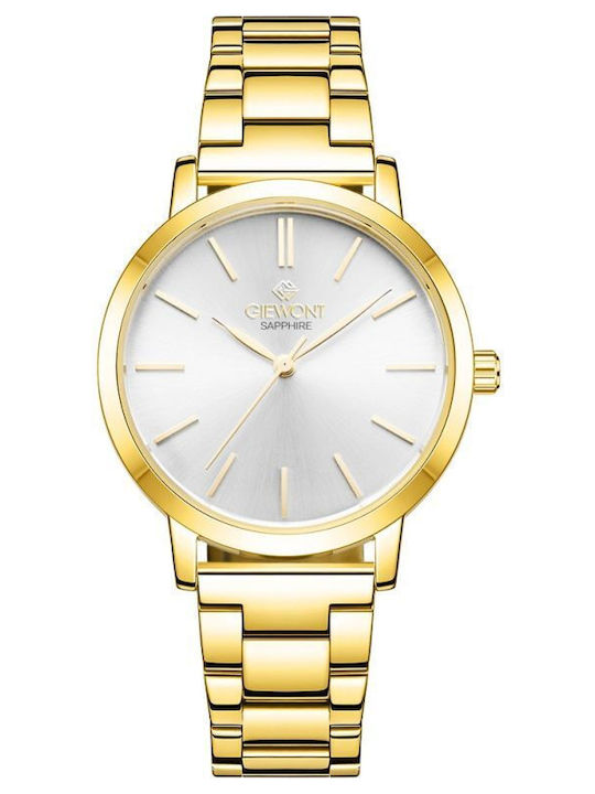 Giewont Womens Battery Watch With Gold Metal Bracelet