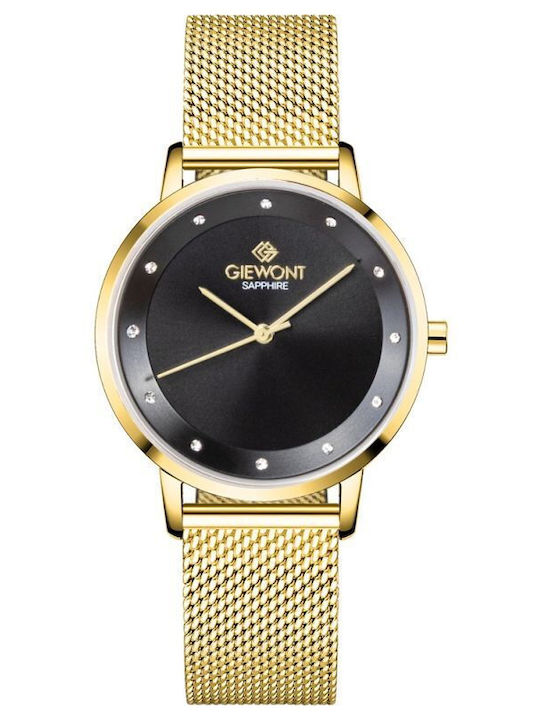Giewont Womens Battery Watch With Gold Metal Bracelet