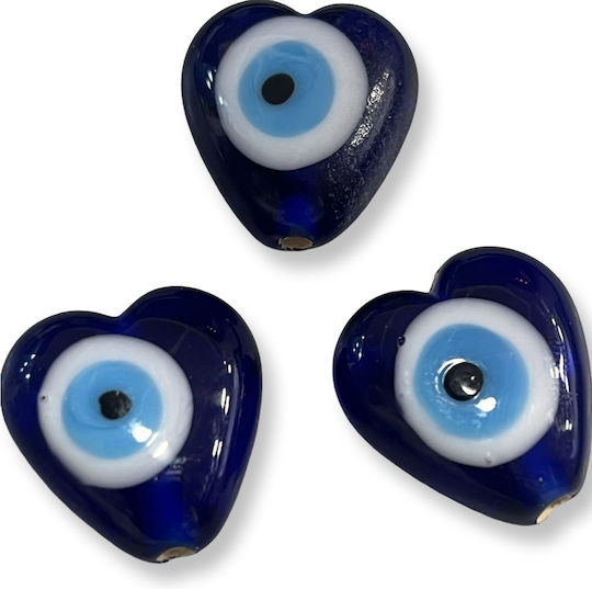 Blaue Matohantresse Herz 22x20mm Loch 2,2mm Nazar 6 Stück