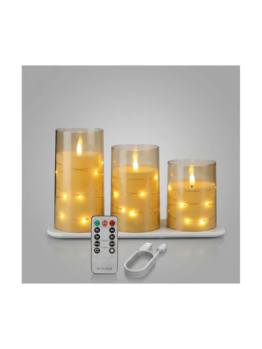 Декоративно Осветително Тяло Set LED Свещ 3бр 7.5x10см