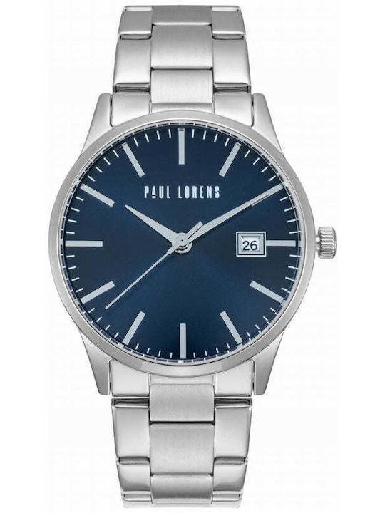 Paul Lorens Мъжки Часовник 41mm На Батерия с Черна Метална Гривна