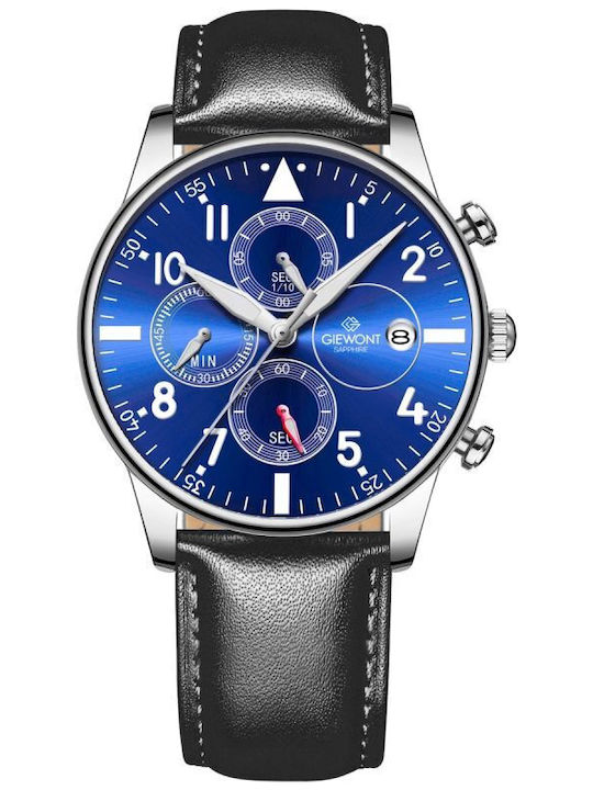 Men's Watch 42mm Battery Chronograph with Black Leather Strap
