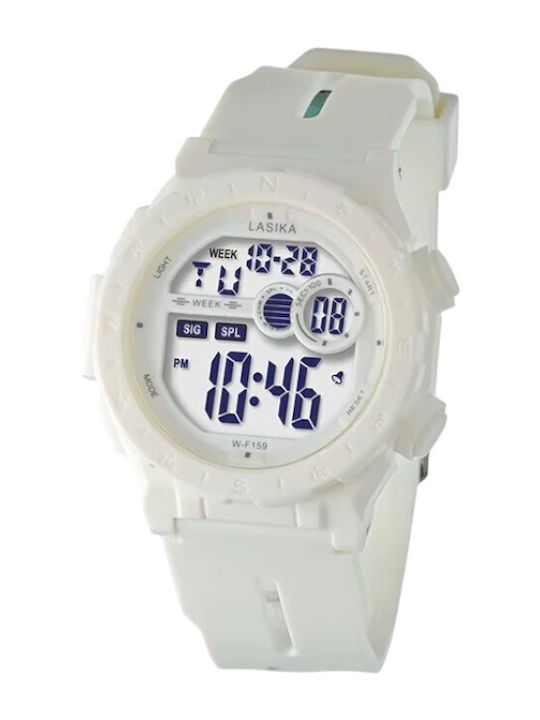 Ceas Digital De Bărbați 43mm Cu Baterie Alb