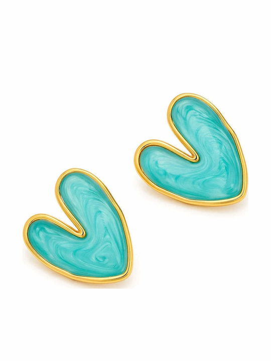 Charmy Earrings Made of Gold Plated Steel with Turquoise Stones