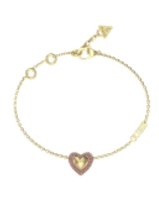 Guess Women's Bracelet with Heart Design in Gold Plated Steel