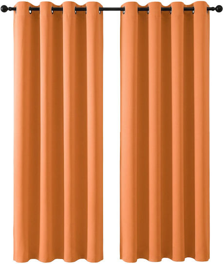 Joydeco Σετ Κουρτίνες Συσκότισης με Τρουκς Orange 135x240εκ.