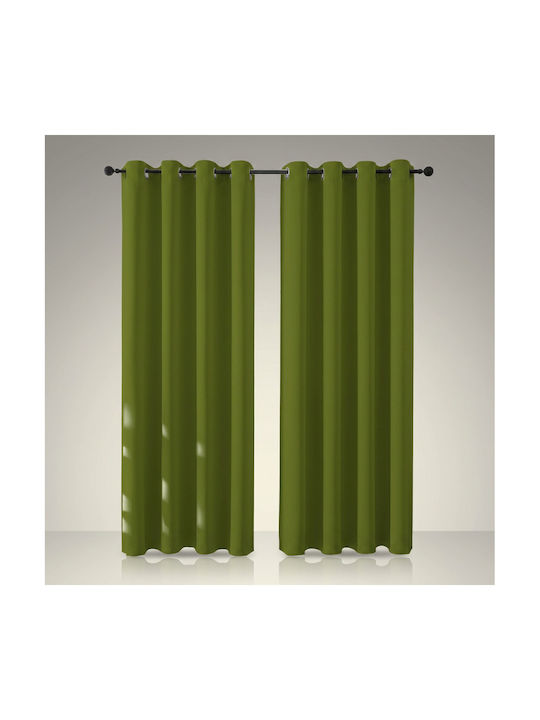 Joydeco Set Perdele Opace Cu Capse Verde 135x240cm