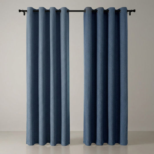 Joydeco Curtains Set Blackout Window with Grommets Navy Blue 132x210cm