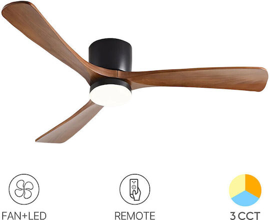 Braytron 122cm Ceiling Fan with Light Fixture Black / Brown