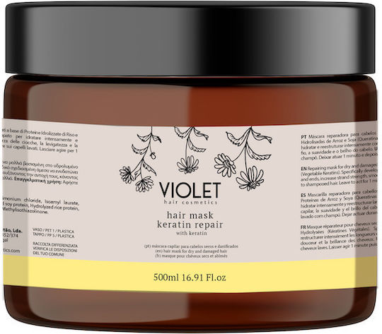Violet Μάσκα Μαλλιών για Επανόρθωση με Κερατίνη 500ml