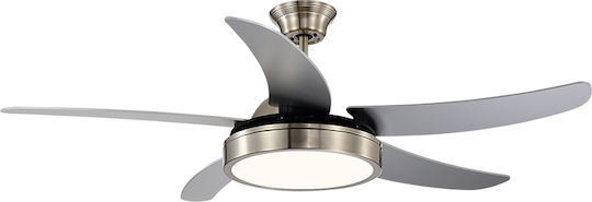 Redled Nicky Deckenventilator 132cm Mit Silberer Leuchte