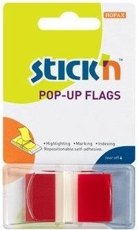 Hopax Film Autocolant Index 45 X 25mm Set 50 Foi Dispenser Stick'n Pop-up Transparent Roșu