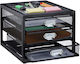 Relaxdays Büro-Organisator 3 Fächer Stahl Schwarz 23x27,5x35cm