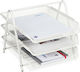 Relaxdays Suport Documente Metalic 3 Compartimente Alb 26.5x29.5x35.5cm