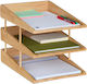Relaxdays Desk Organizer 3 Compartments Bamboo Brown 26.5x25x34cm
