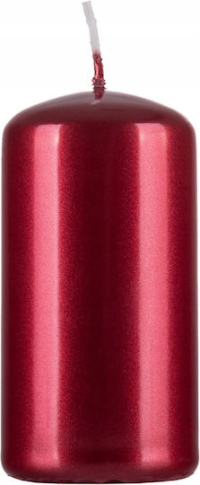 Donau Home Standard Pillar Candle Lacquer 50x100mm 4 Pcs Red Metallic Gloss