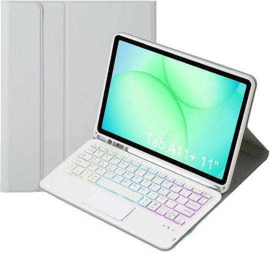 Flip Cover Cu Tastatură În Engleză SUA Gri Samsung Galaxy Tab A11 Plus