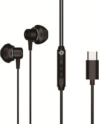 Conceptronic BRENDAN04B In-ear Handsfree Earphones with USB-C Plug Black