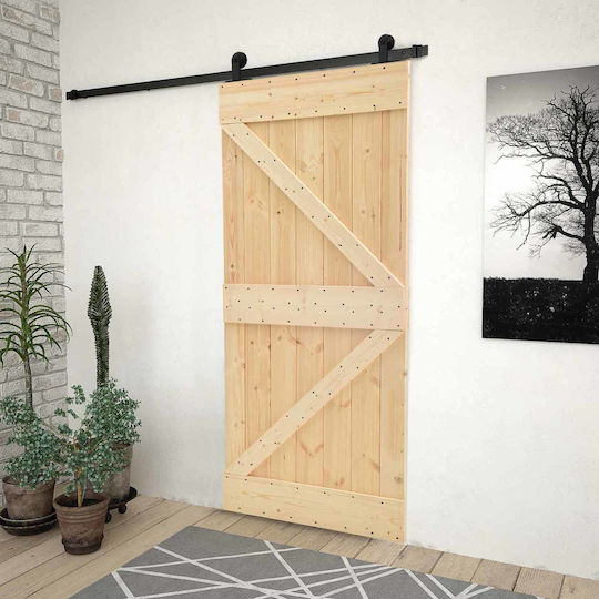 Schiebetür Natürliches Schwarz 90 x 210 cm Massivholz Kiefer 3444862 Braun