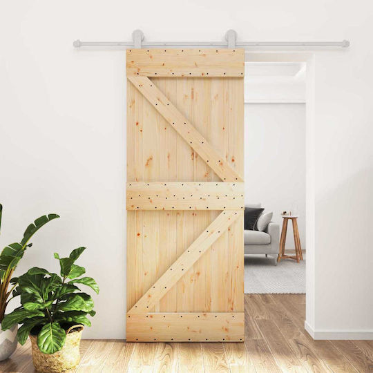 Sliding Door Natural White 80 x 210 cm Solid Pine Wood 3445023 Brown