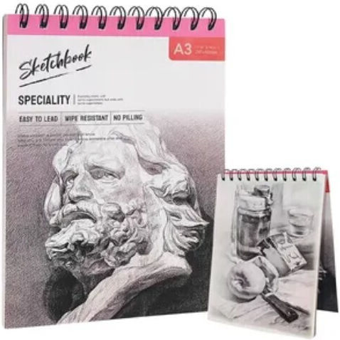 Roza Sketchbook A3 160gsm Σπιράλ Μπλοκ Σχεδίου 48 Σελίδες Μολύβι & Μαρκαδόρους