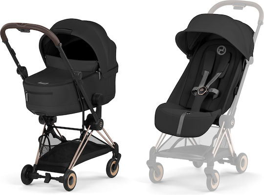 Cybex Coya Comfort Ρυθμιζόμενο Καρότσι 2 σε 1 Kατάλληλο για Nεογέννητο Sepia Black / Rosegold Frame 9.8kg