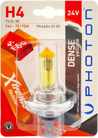 Λάμπα Κίτρινες Photon H4 24v 75 70w Xtreme Yellow 3000k Σετ 2 Τμχ