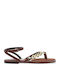 Damen Flache Sandalen Braun