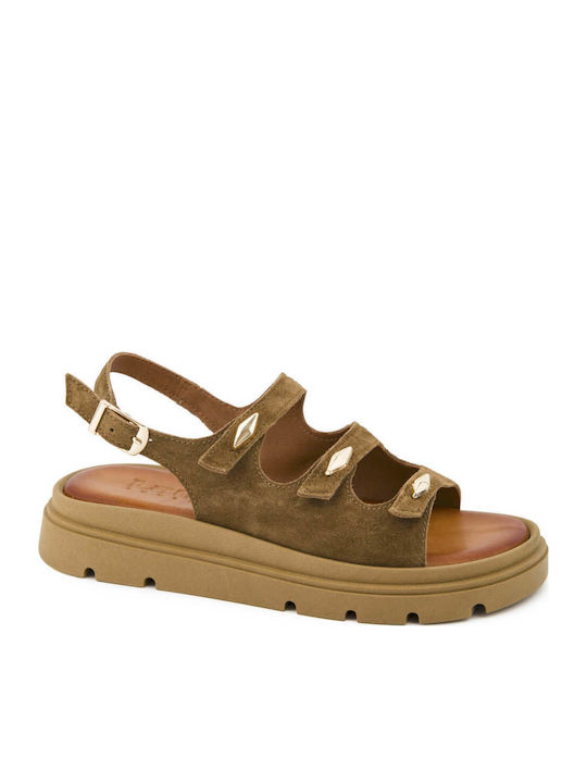 Stathatos Shoes Flache Damen Sandalen Taupe