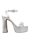 Damen Sandalen Aus Leder Silber