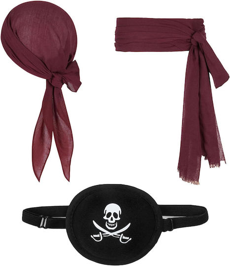 Piraten Kostüm Zubehör Set Bandana Gürtel Augenklappe Komplett Halloween