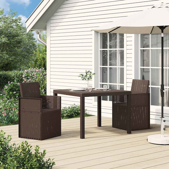 vidaXL Outdoor Chair Polypropylene Brown with Cushion 2 Pieces 53x47x88.5cm