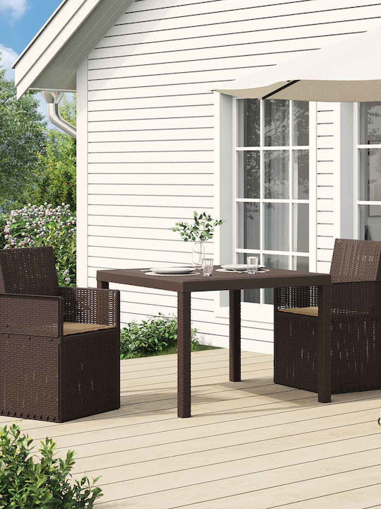 vidaXL Outdoor Chair Polypropylene Brown with Cushion 2 Pieces 53x47x88.5 cm